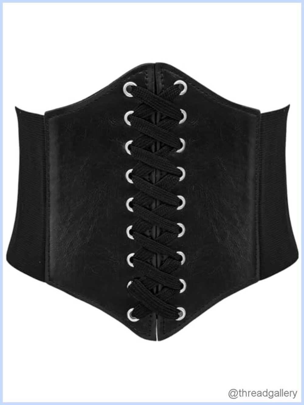 Faux Leather Lace-Up Corset Belt Wide Elastic Waist Costume Waspie